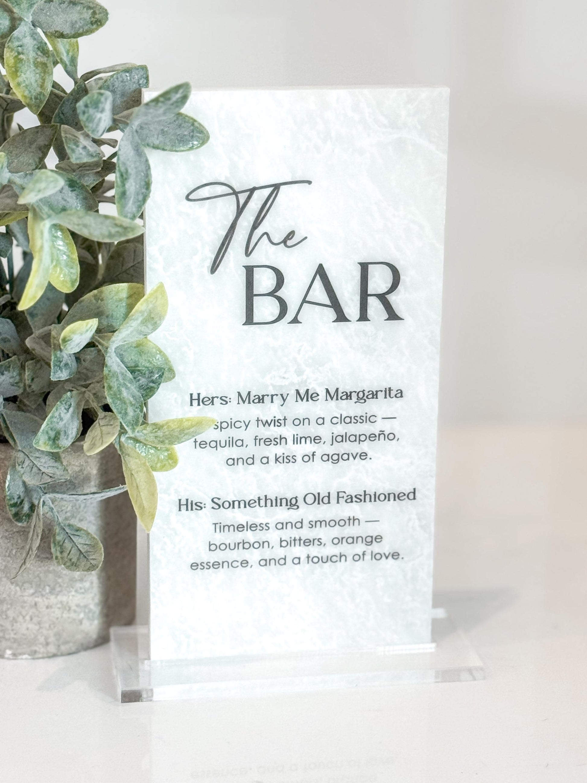 Marble Stone Bar Sign | Wedding Unique Signage | Menu sign, Drink Sign, Bar Sign | Signature Drinks