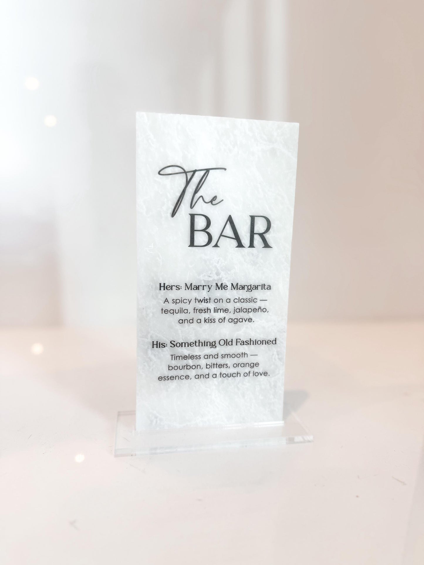 Marble Stone Bar Sign | Wedding Unique Signage | Menu sign, Drink Sign, Bar Sign | Signature Drinks