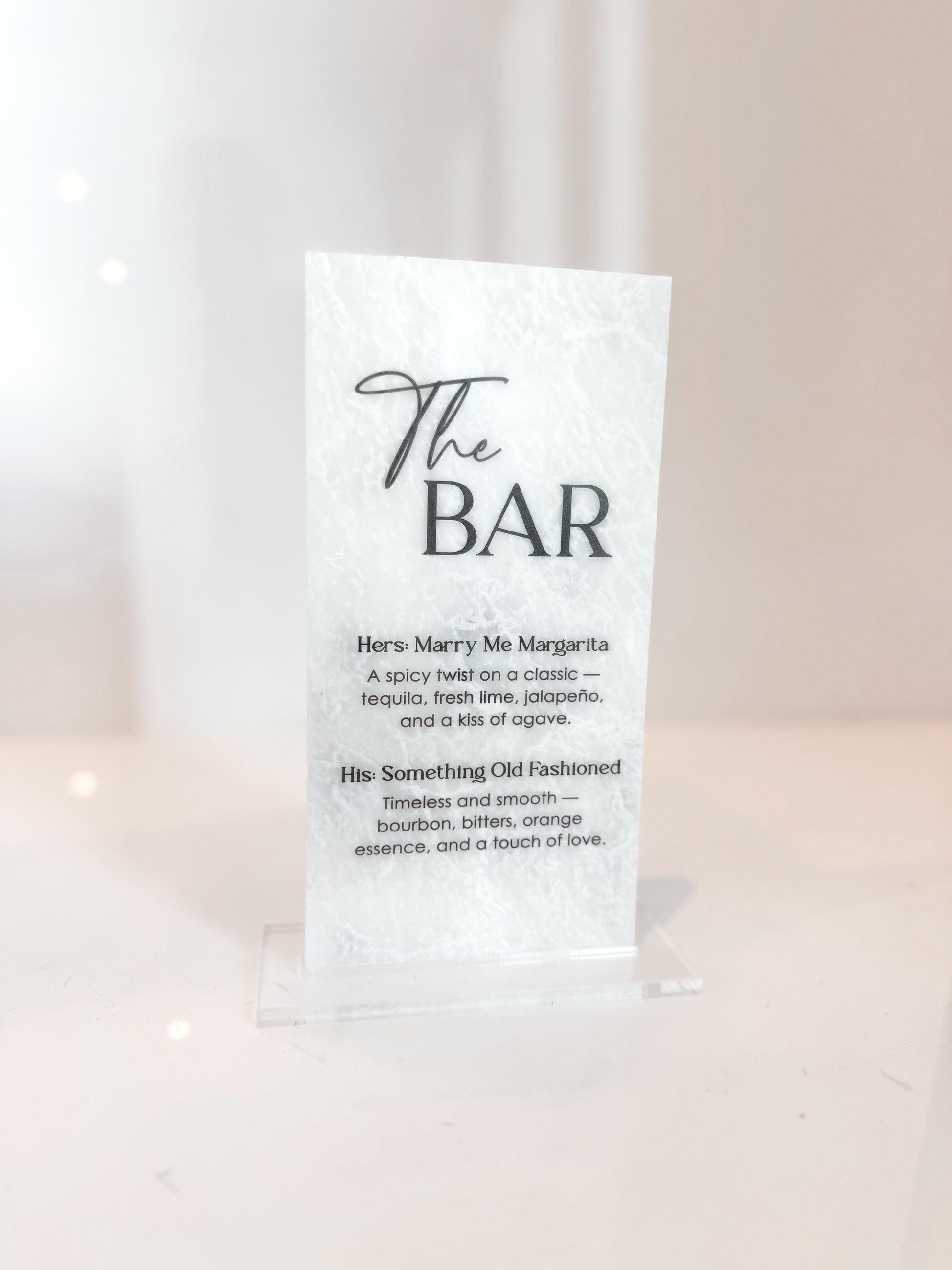 Marble Stone Bar Sign | Wedding Unique Signage | Menu sign, Drink Sign, Bar Sign | Signature Drinks