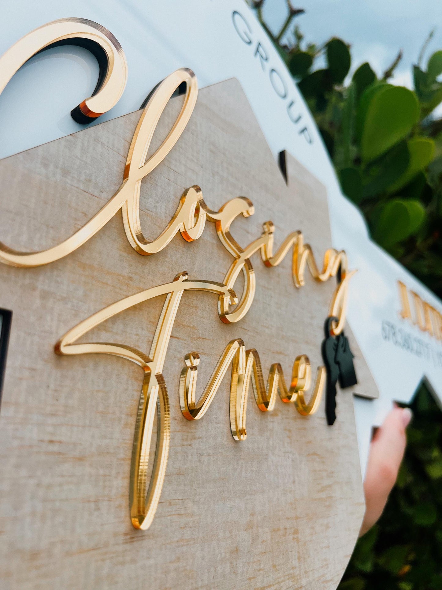 Personalized Realtor Key with Hanging Keys | Closing Time Realty | House Sold Acrylic and Wood Sign | Closing Prop | Realtor Gift Sold Sign