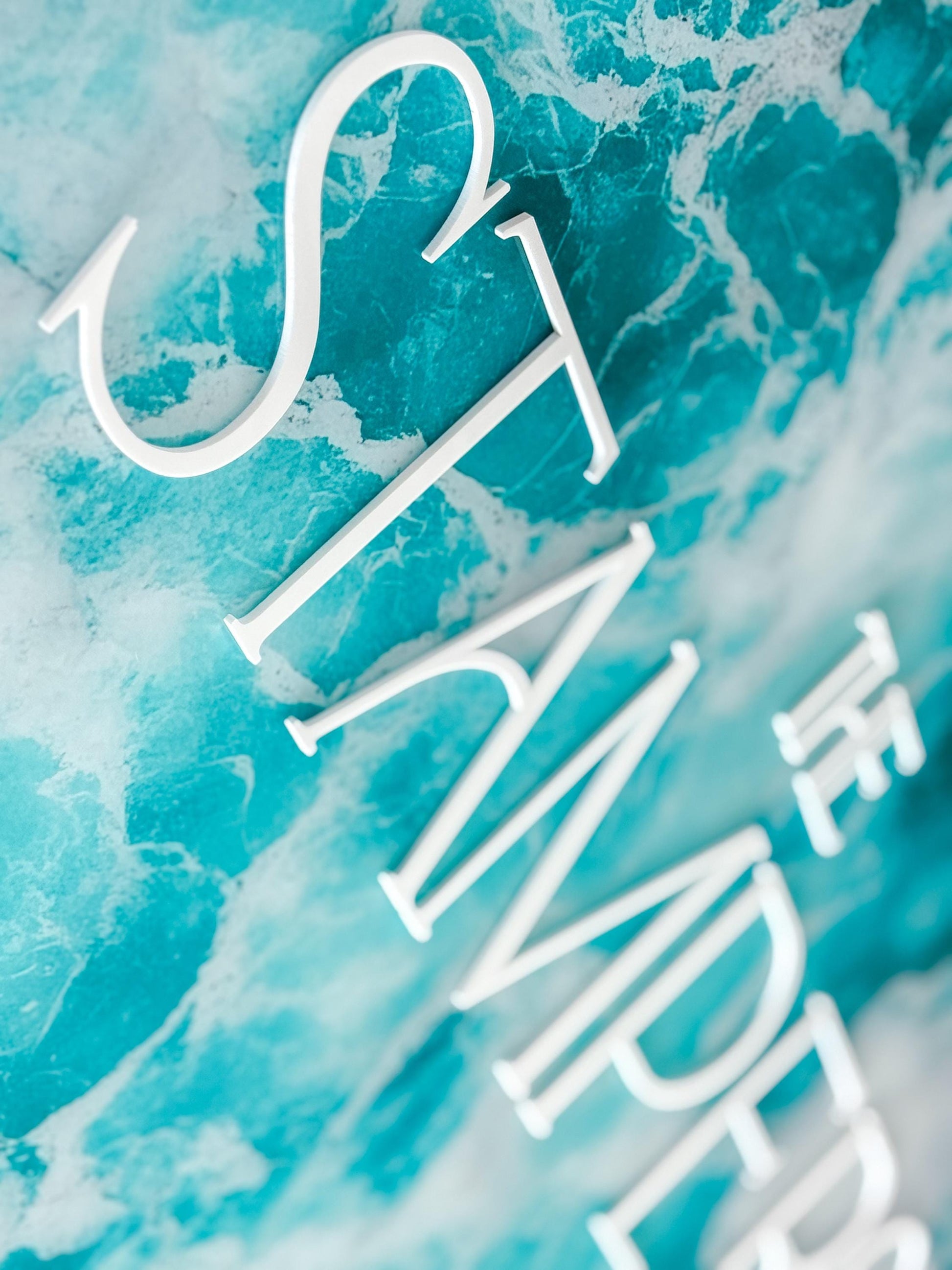 Faux Water Beach Welcome Sign | Ocean Waves Sea Modern Signage | Marine Saltwater Wedding Signage Welcome Sign | UV Print Acrylic