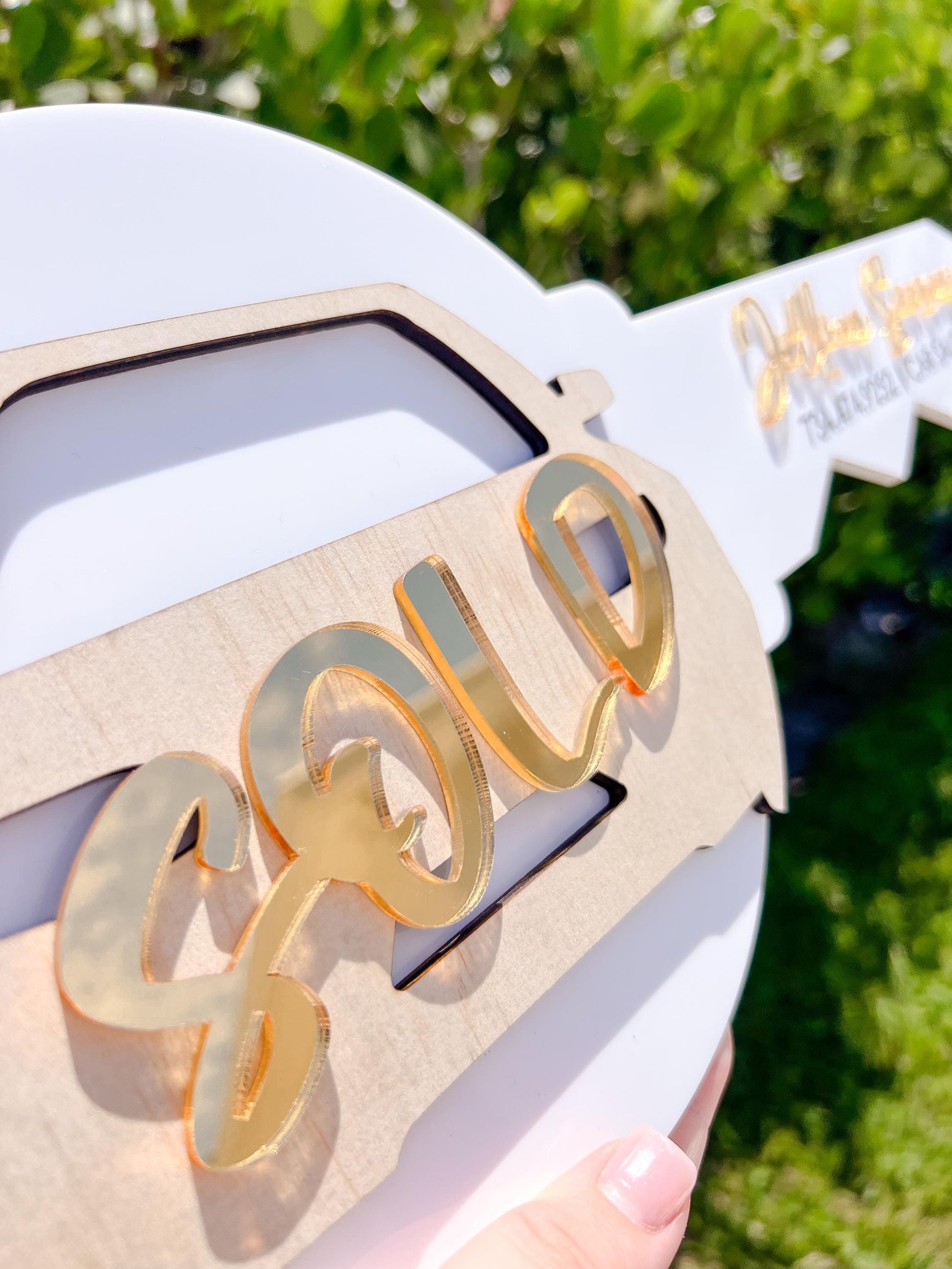 Personalized Car Sales Key Sign: Acrylic & Wood Closing Prop