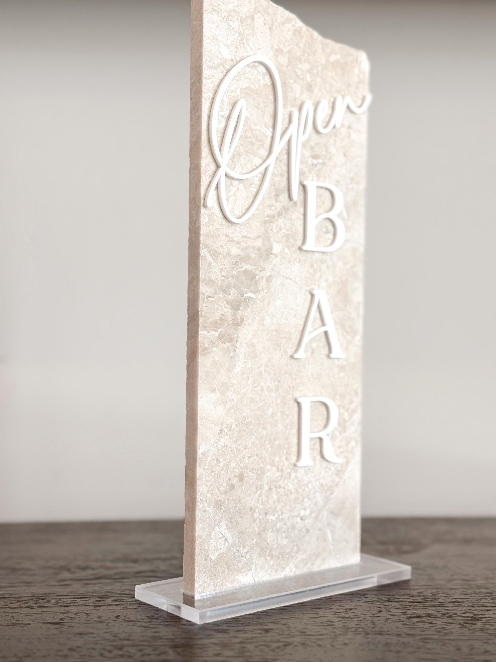 Marble Stone Open Bar Sign | Wedding Unique Signage | Menu sign, Drink Sign, Bar Sign | Signature Drinks