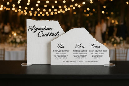 3D Marble Stone Bar Sign: Unique Wedding Drink Menu