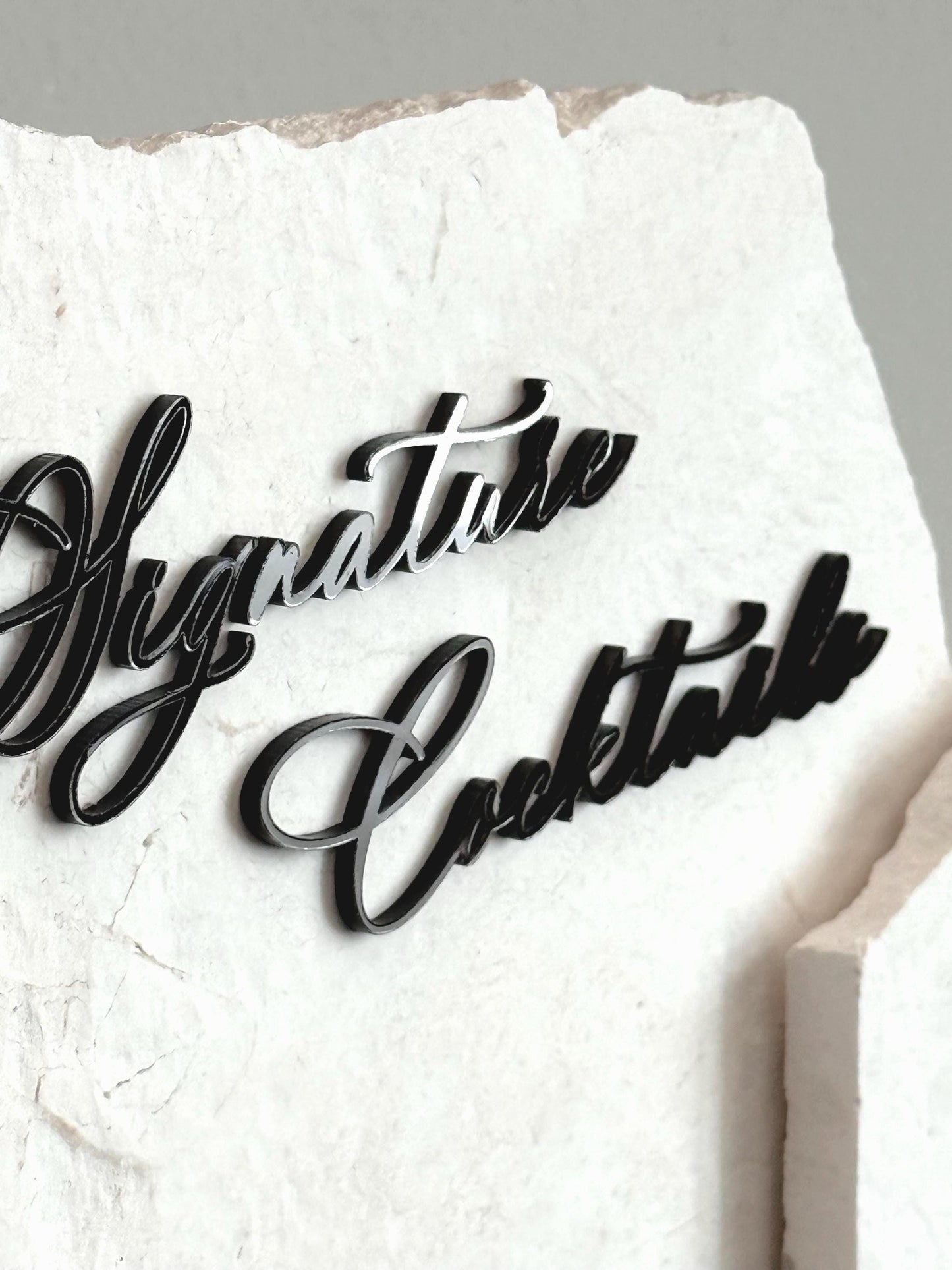 3D Marble Stone Bar Sign: Unique Wedding Drink Menu