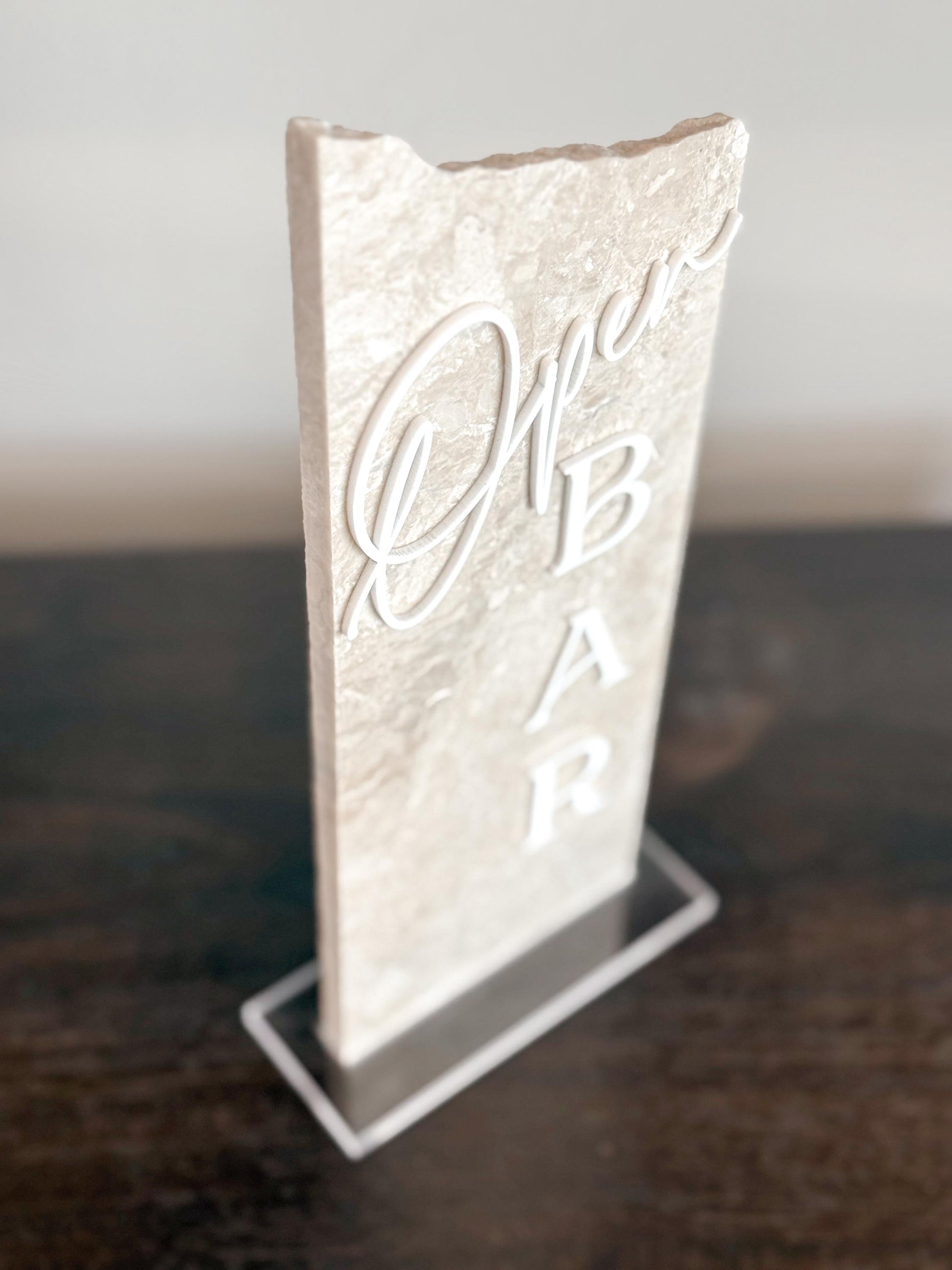 Marble Stone Open Bar Sign | Wedding Unique Signage | Menu sign, Drink Sign, Bar Sign | Signature Drinks