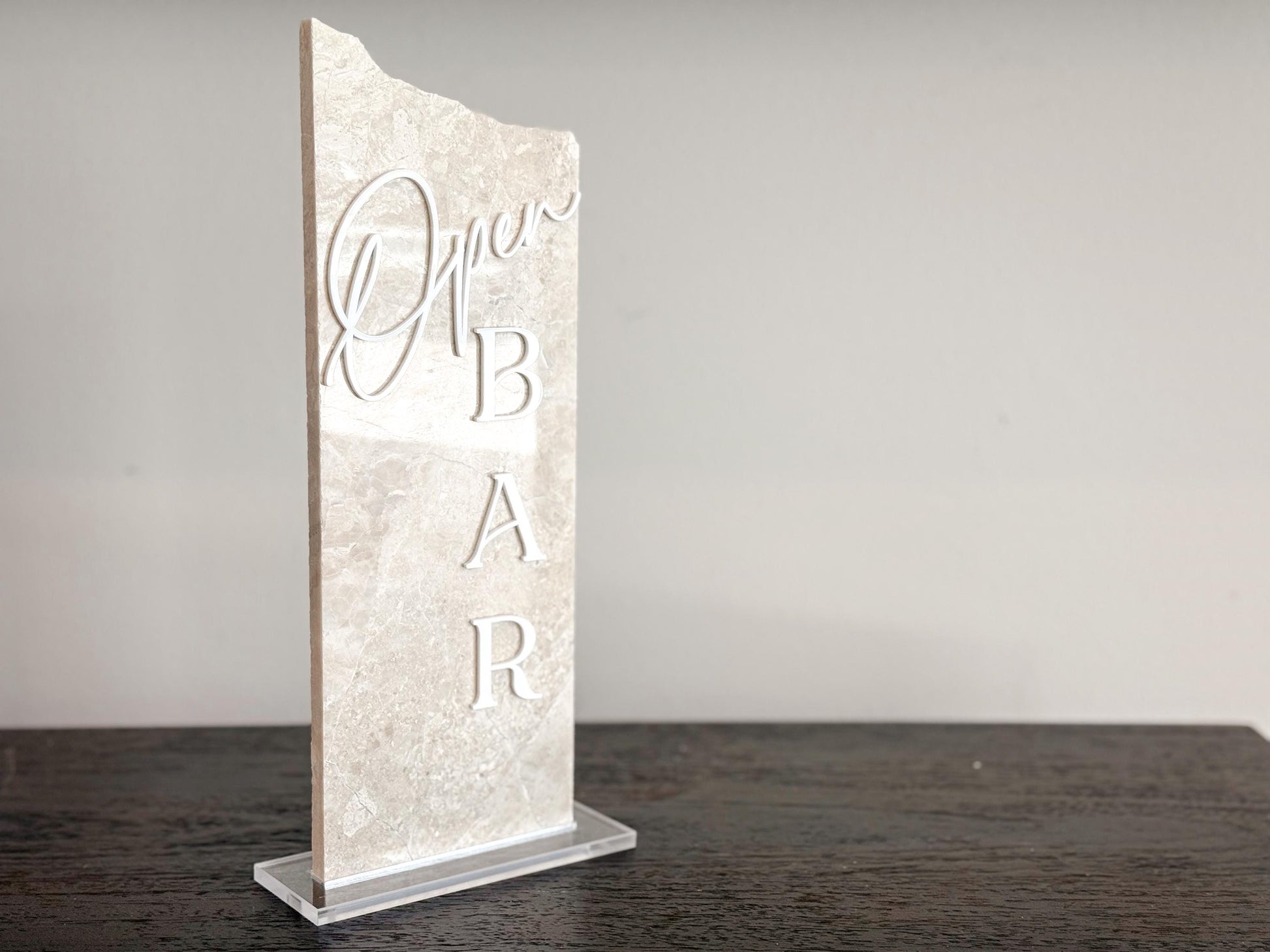 Marble Stone Open Bar Sign | Wedding Unique Signage | Menu sign, Drink Sign, Bar Sign | Signature Drinks