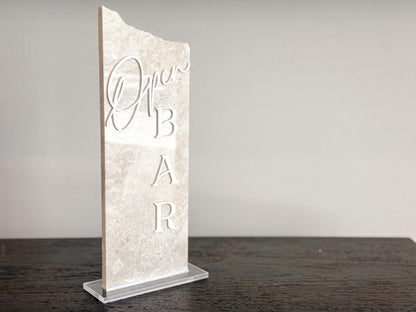 Marble Stone Open Bar Sign | Wedding Unique Signage | Menu sign, Drink Sign, Bar Sign | Signature Drinks