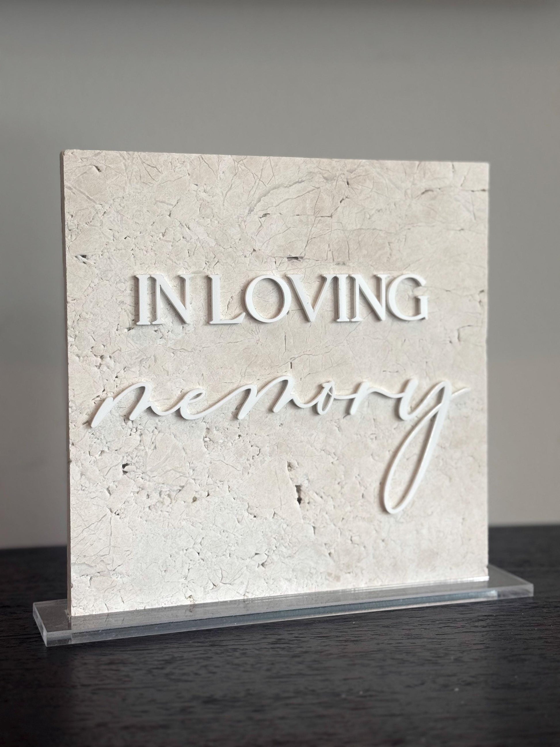 Marble 3D In Loving Memory Table Sign | Modern Wedding Decor | Favor Sign | Party Tabletop Signs | Gold Mirror | Memorial Sign
