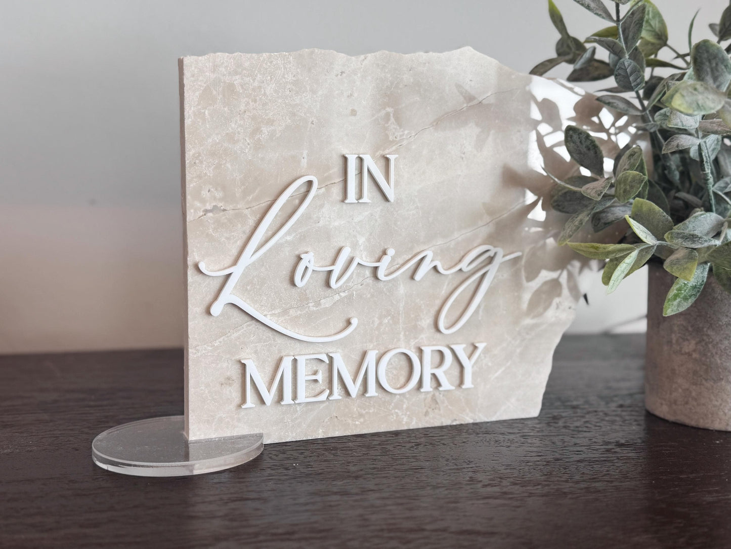 Marble 3D In Loving Memory Table Sign | Modern Wedding Decor | Favor Sign | Party Tabletop Signs | Gold Mirror | Memorial Sign