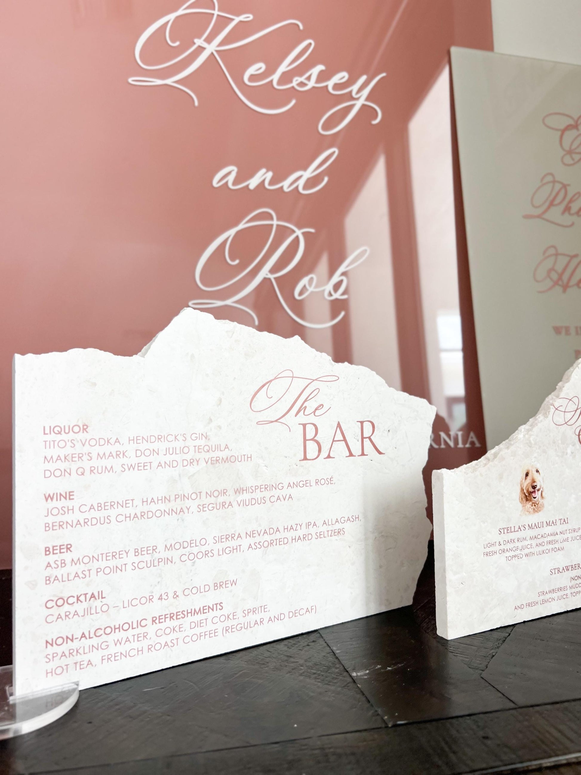 Marble Stone Bar Sign | Wedding Unique Signage | Menu sign | Drink Sign | Bar Sign | Signature Drinks