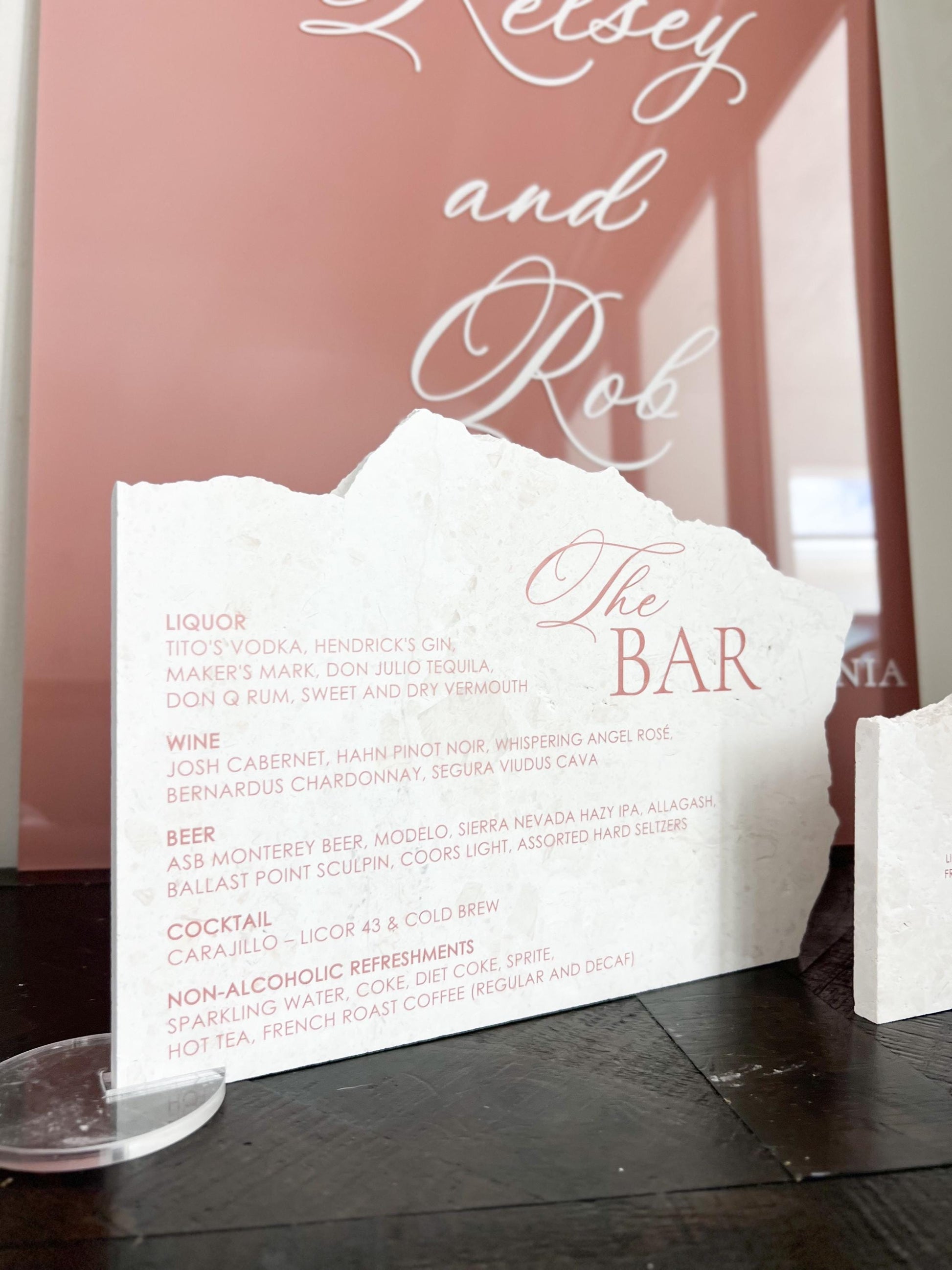 Marble Stone Bar Sign | Wedding Unique Signage | Menu sign | Drink Sign | Bar Sign | Signature Drinks