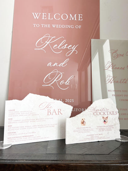 Marble Stone Bar Sign | Wedding Unique Signage | Menu sign | Drink Sign | Bar Sign | Signature Drinks