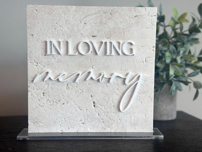 Marble 3D In Loving Memory Table Sign | Modern Wedding Decor | Favor Sign | Party Tabletop Signs | Gold Mirror | Memorial Sign