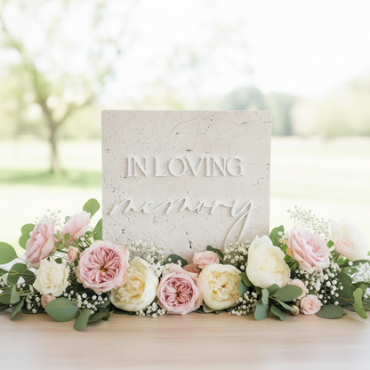Marble 3D In Loving Memory Table Sign