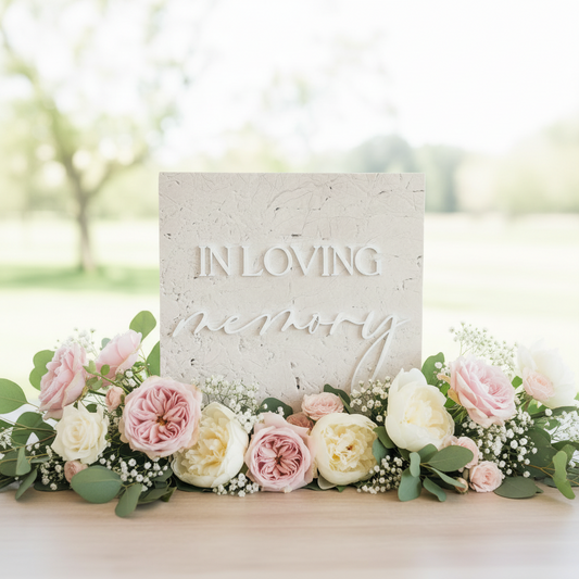 Marble 3D In Loving Memory Table Sign