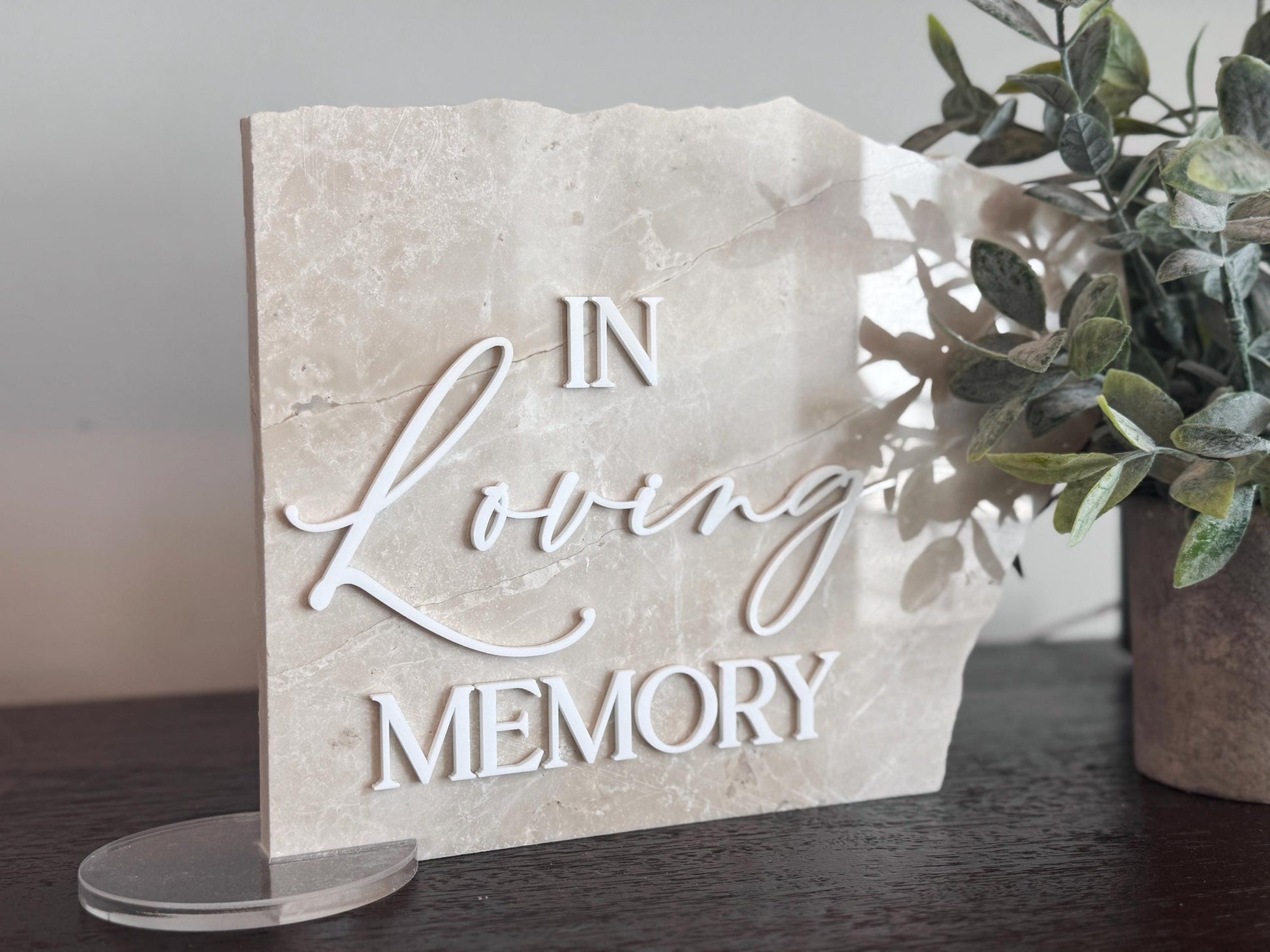 Marble 3D In Loving Memory Table Sign | Modern Wedding Decor | Favor Sign | Party Tabletop Signs | Gold Mirror | Memorial Sign