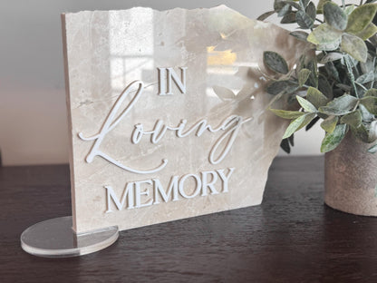 Marble 3D In Loving Memory Table Sign | Modern Wedding Decor | Favor Sign | Party Tabletop Signs | Gold Mirror | Memorial Sign