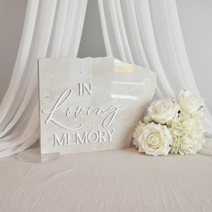 Marble 3D In Loving Memory Table Sign
