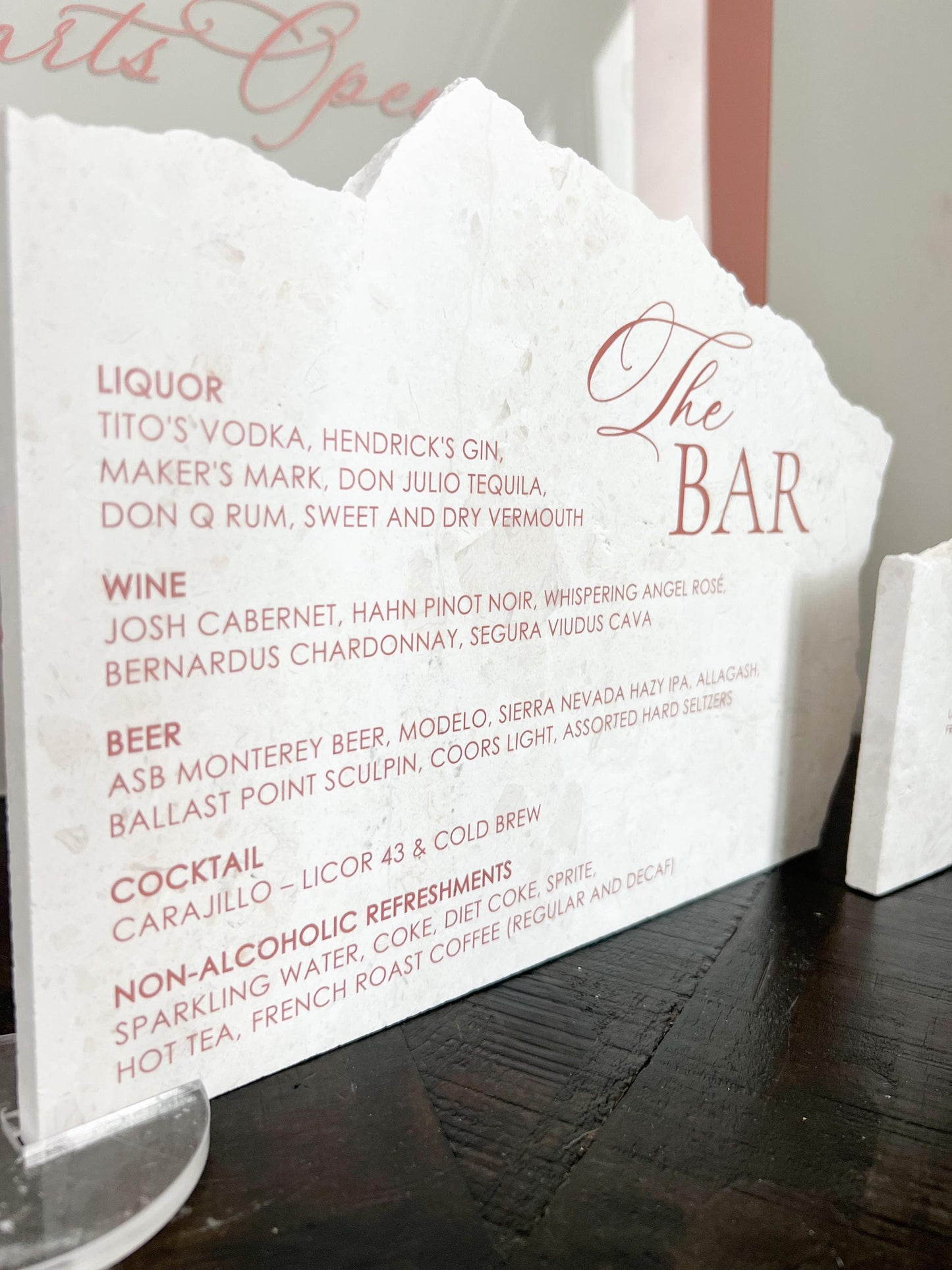 Marble Stone Bar Sign | Wedding Unique Signage | Menu sign | Drink Sign | Bar Sign | Signature Drinks
