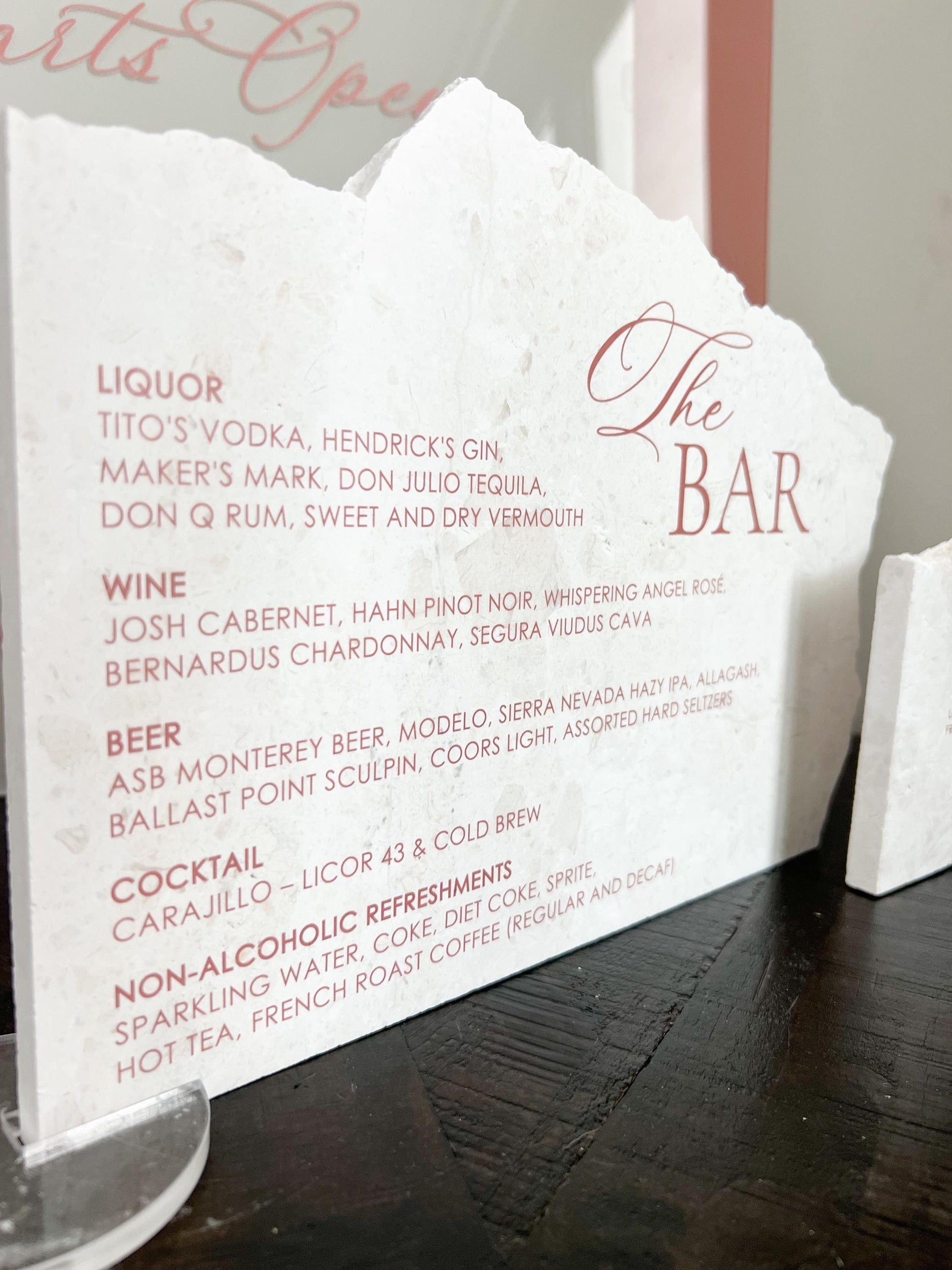 Marble Stone Bar Sign | Wedding Unique Signage | Menu sign | Drink Sign | Bar Sign | Signature Drinks