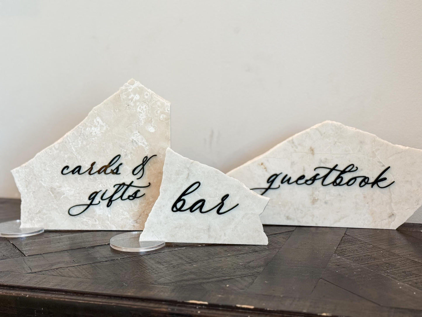 Marble 3D Cards & Gifts | Guestbook | Bar Table Sign | Modern Wedding Decor | Bundle | Party Tabletop Signs | Gold Mirror | Drink Sign