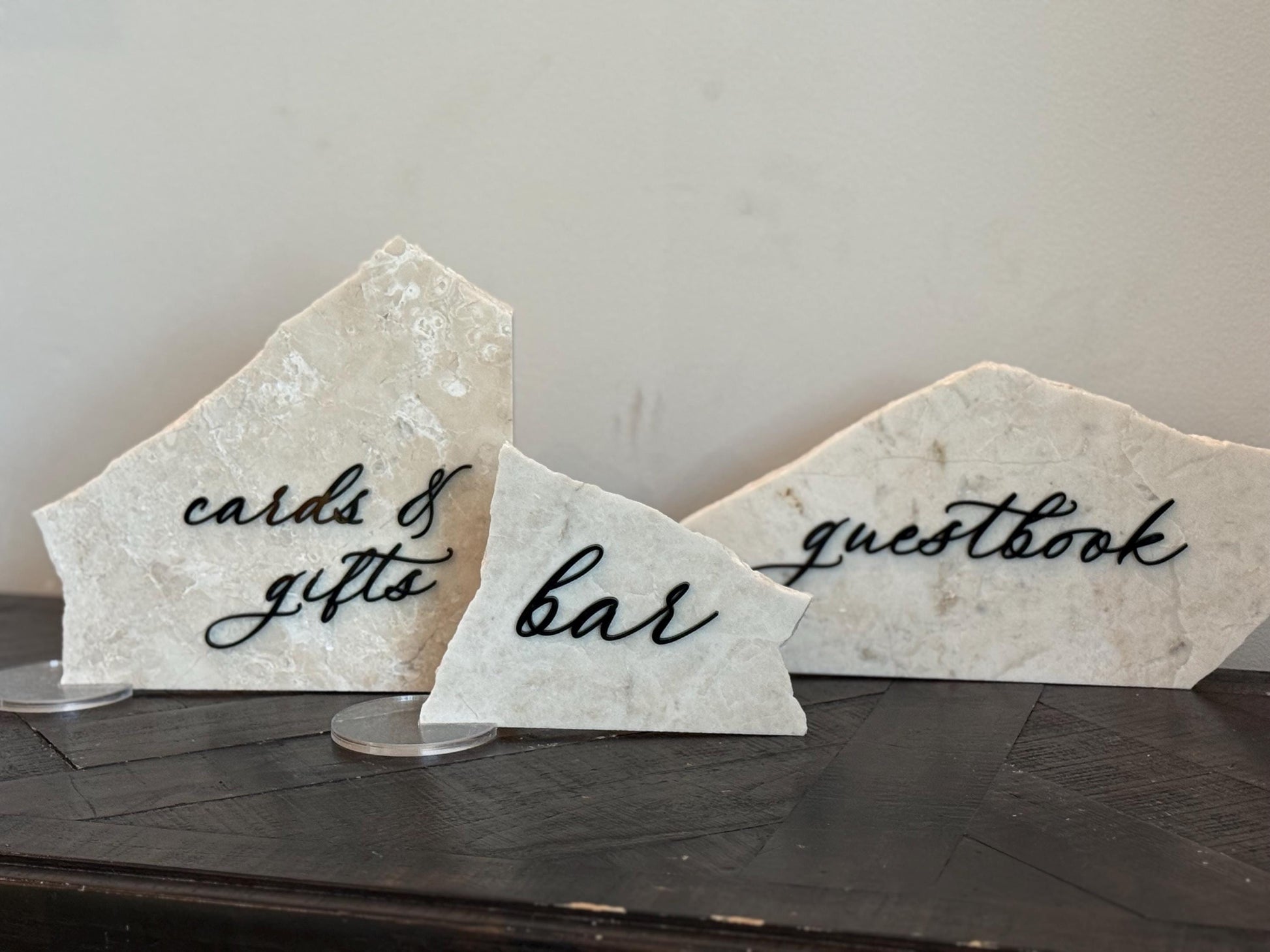 Marble 3D Cards & Gifts | Guestbook | Bar Table Sign | Modern Wedding Decor | Bundle | Party Tabletop Signs | Gold Mirror | Drink Sign