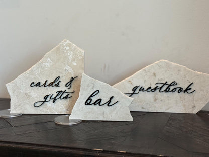 Marble 3D Cards & Gifts | Guestbook | Bar Table Sign | Modern Wedding Decor | Bundle | Party Tabletop Signs | Gold Mirror | Drink Sign