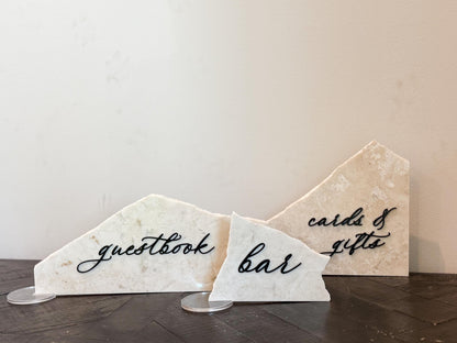 Marble 3D Cards & Gifts | Guestbook | Bar Table Sign | Modern Wedding Decor | Bundle | Party Tabletop Signs | Gold Mirror | Drink Sign