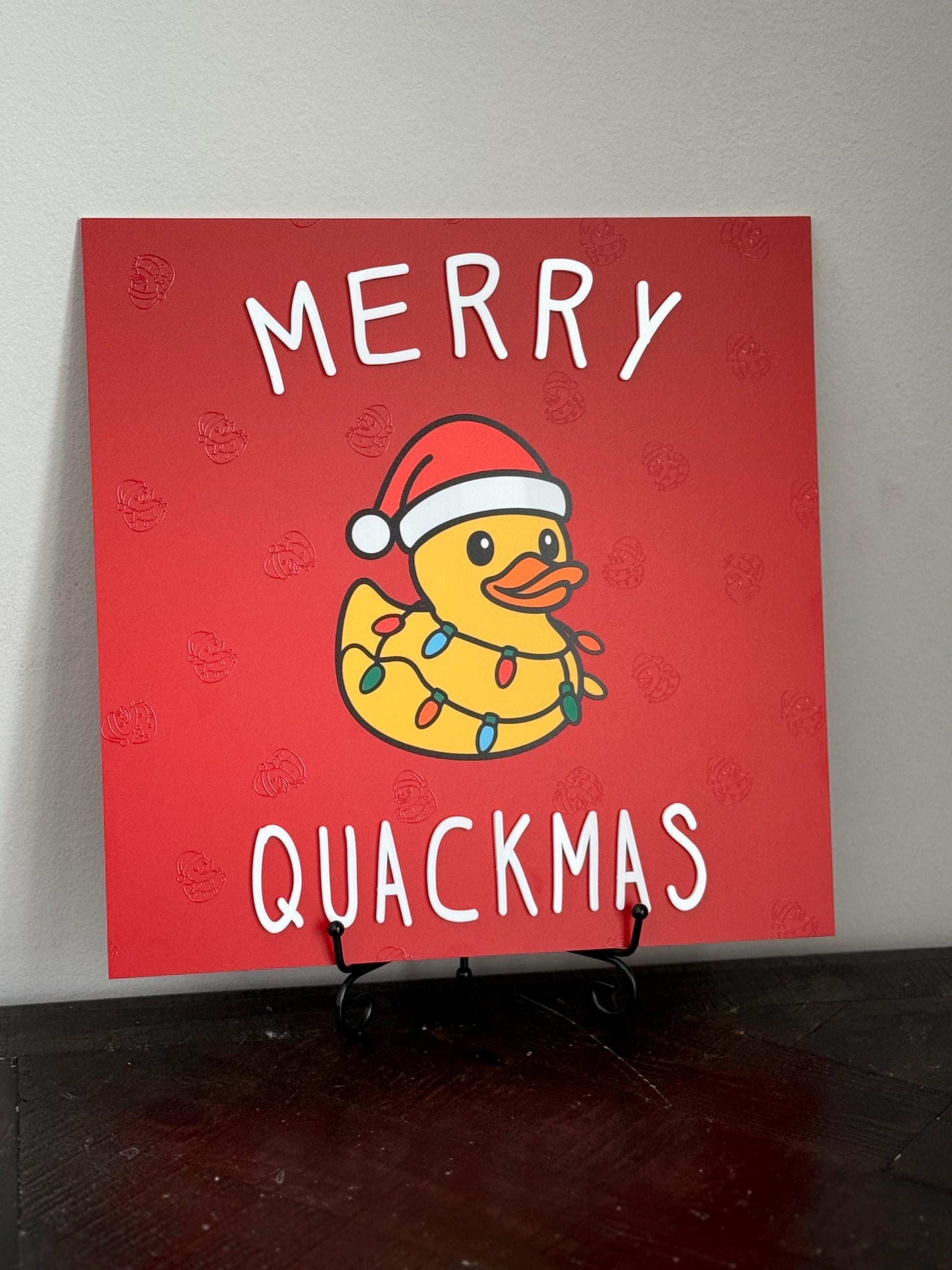 Merry Quackmas Acrylic Sign – 12x12 Inch Christmas Duck Decor | Funny Holiday Wall Art | UV Printed Acrylic Christmas Gift