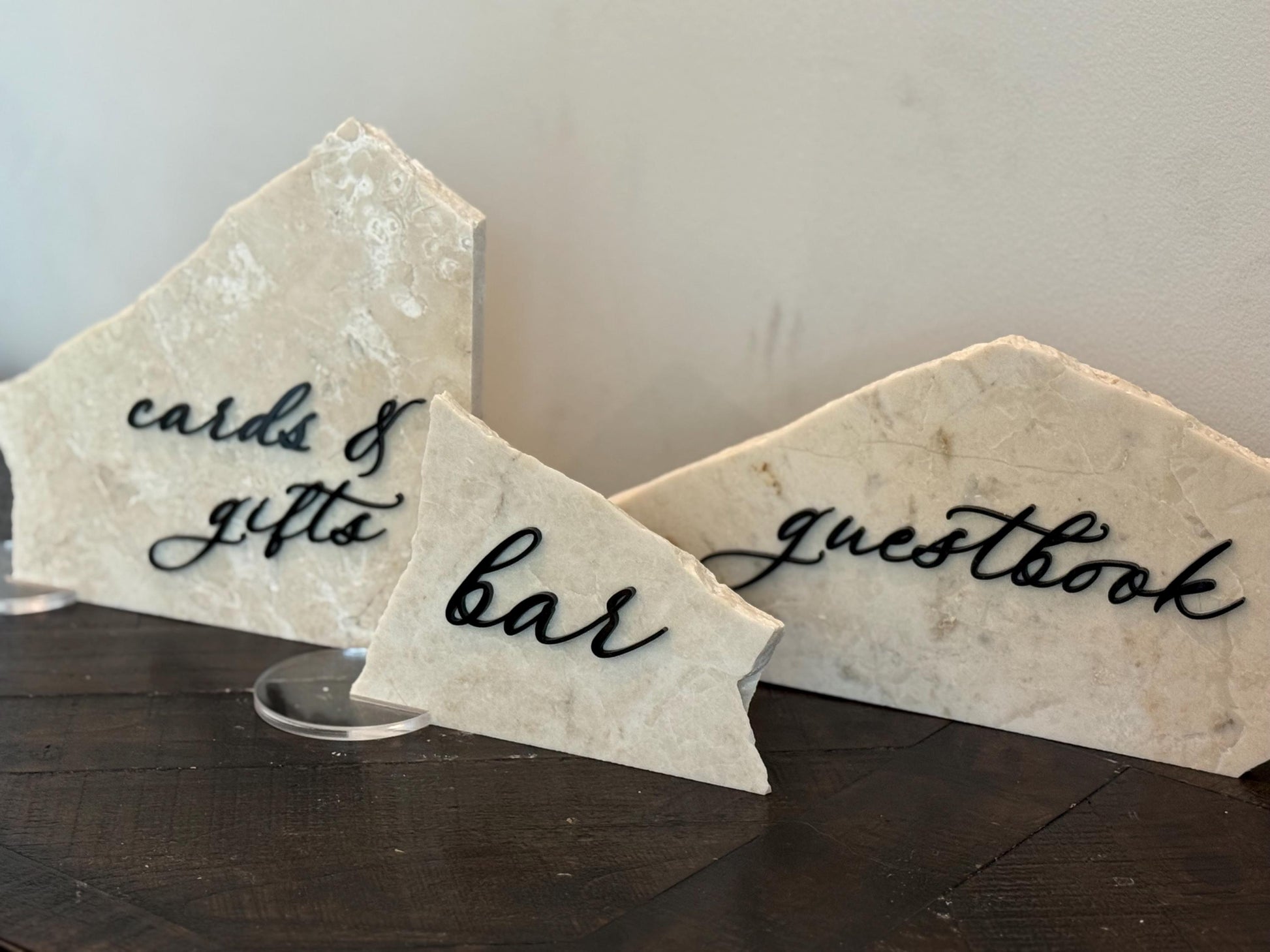 Marble 3D Cards & Gifts | Guestbook | Bar Table Sign | Modern Wedding Decor | Bundle | Party Tabletop Signs | Gold Mirror | Drink Sign
