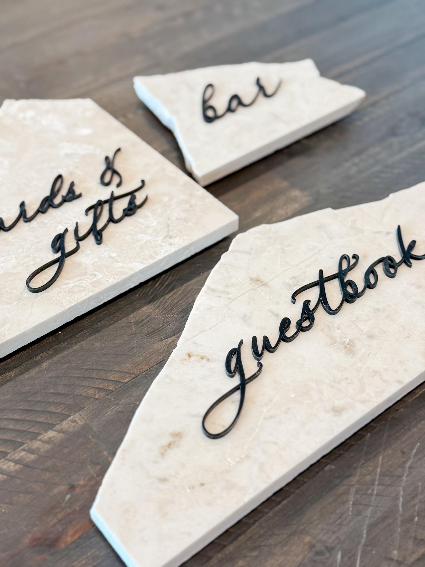 Marble 3D Cards & Gifts | Guestbook | Bar Table Sign | Modern Wedding Decor | Bundle | Party Tabletop Signs | Gold Mirror | Drink Sign
