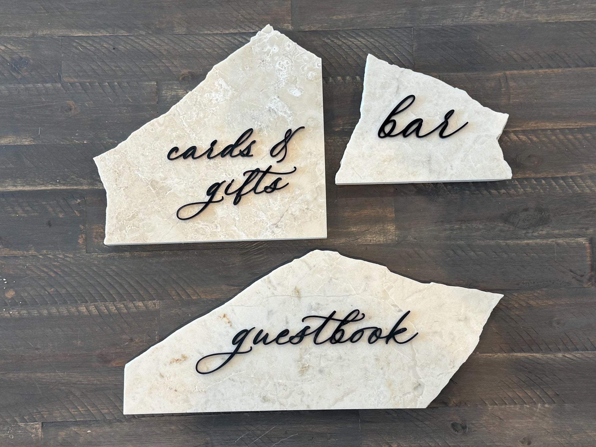 Marble 3D Cards & Gifts | Guestbook | Bar Table Sign | Modern Wedding Decor | Bundle | Party Tabletop Signs | Gold Mirror | Drink Sign