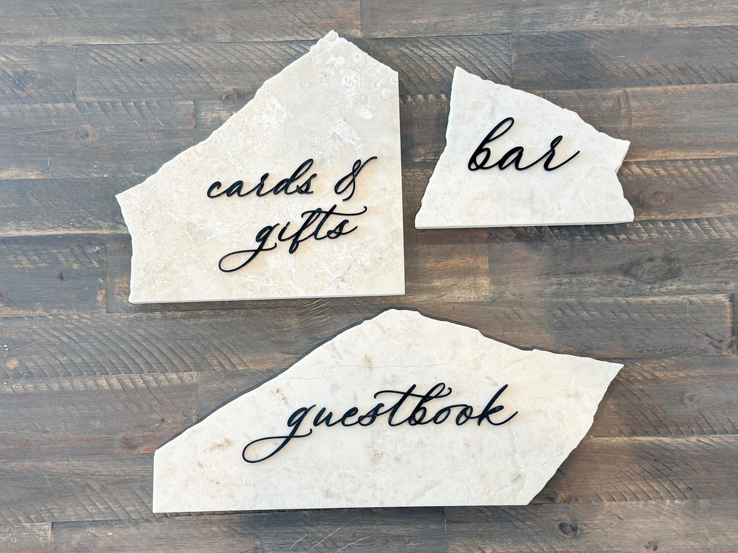 Marble 3D Cards & Gifts | Guestbook | Bar Table Sign | Modern Wedding Decor | Bundle | Party Tabletop Signs | Gold Mirror | Drink Sign