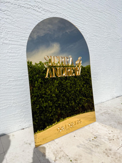 Elegant Gold Mirror Wedding Welcome Sign | Personalized Name and Date | Wedding Gift | Bridal Shower Gift| Modern Mirror Keepsake