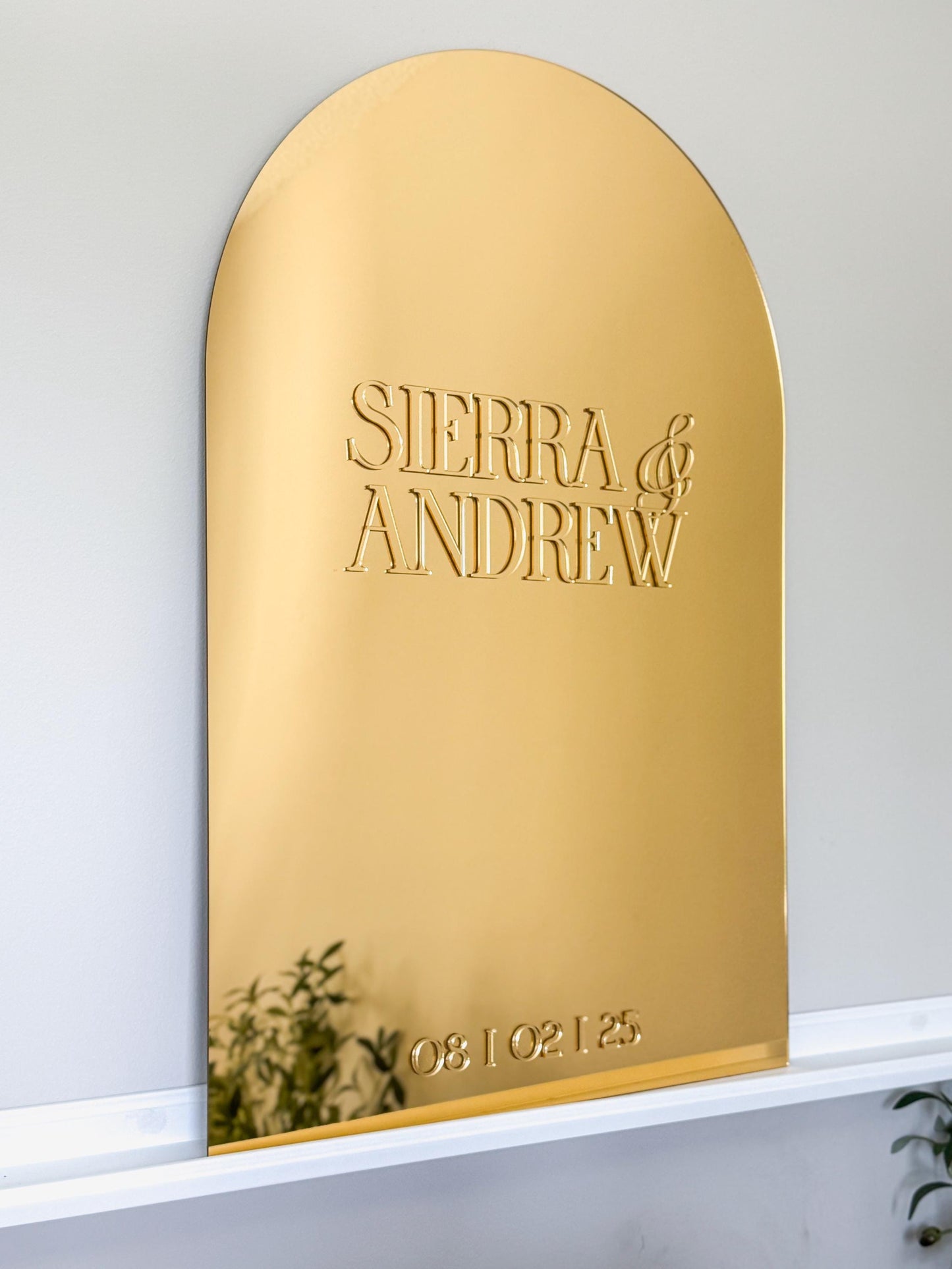 Elegant Gold Mirror Wedding Welcome Sign | Personalized Name and Date | Wedding Gift | Bridal Shower Gift| Modern Mirror Keepsake