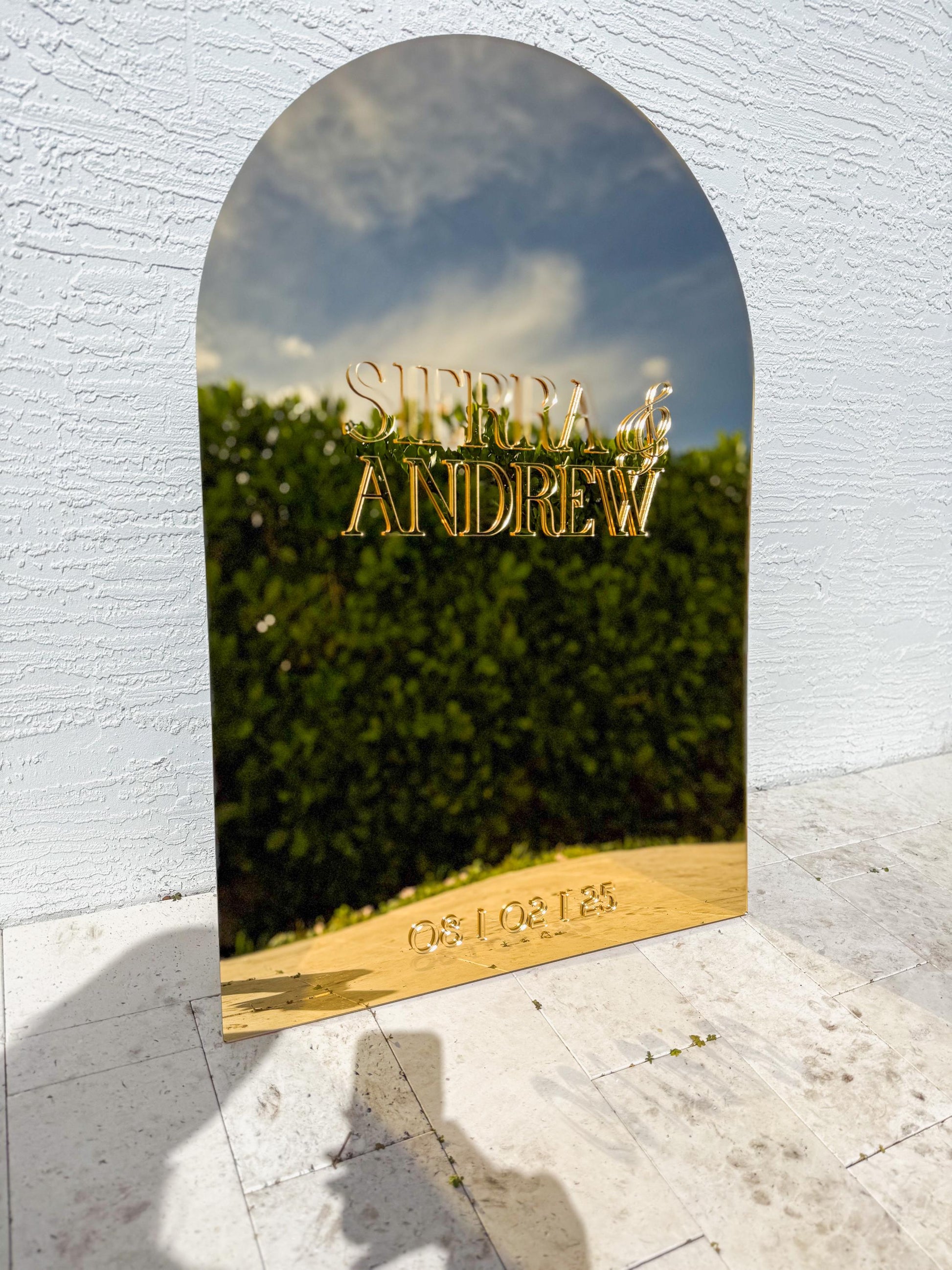 Elegant Gold Mirror Wedding Welcome Sign | Personalized Name and Date | Wedding Gift | Bridal Shower Gift| Modern Mirror Keepsake