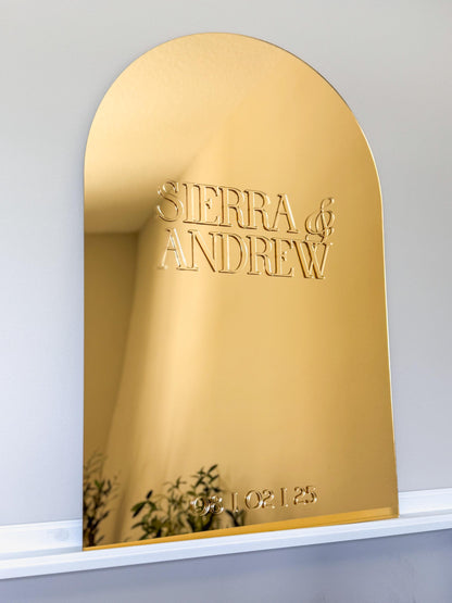 Elegant Gold Mirror Wedding Welcome Sign | Personalized Name and Date | Wedding Gift | Bridal Shower Gift| Modern Mirror Keepsake