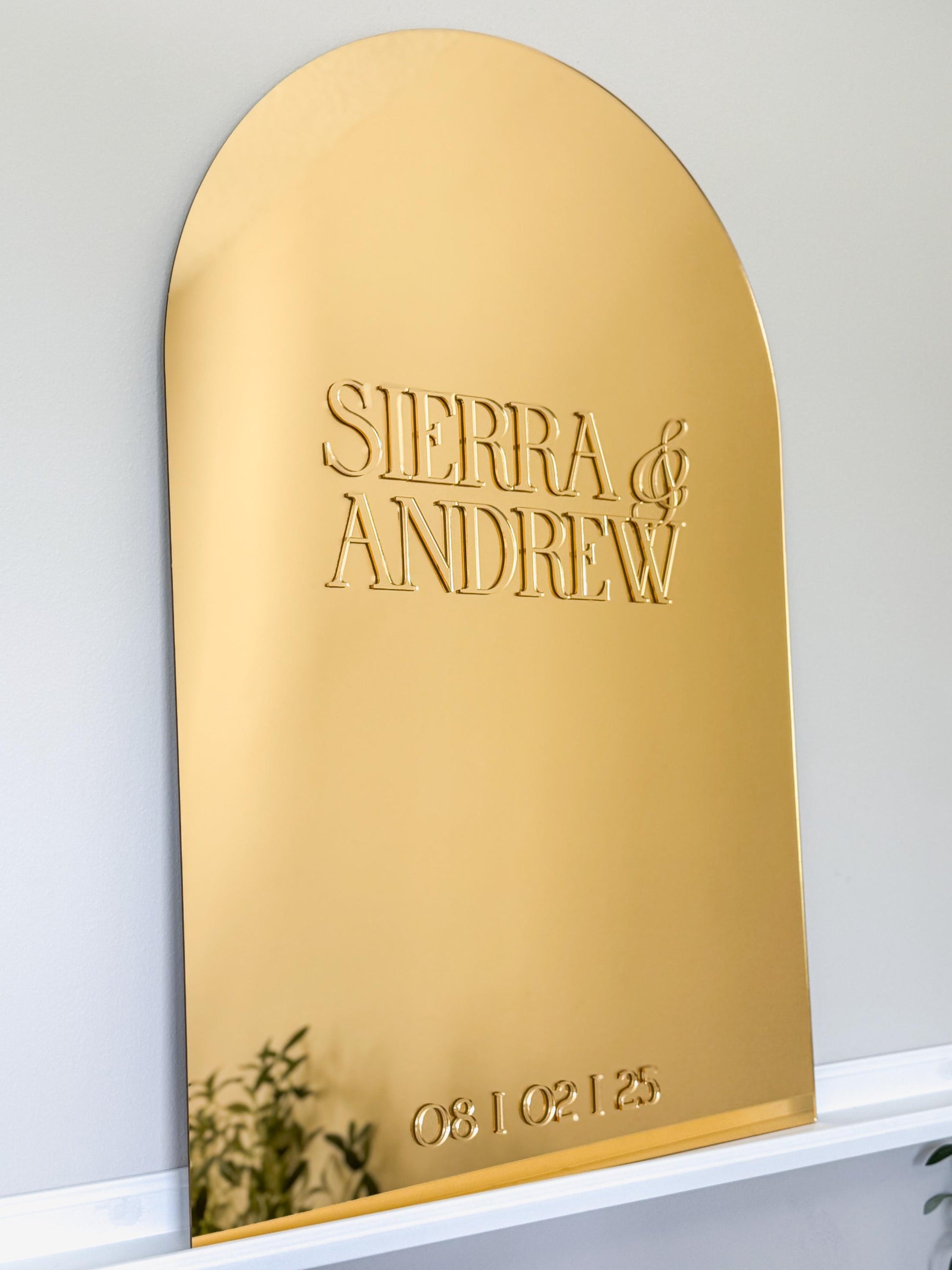 Elegant Gold Mirror Wedding Welcome Sign | Personalized Name and Date | Wedding Gift | Bridal Shower Gift| Modern Mirror Keepsake