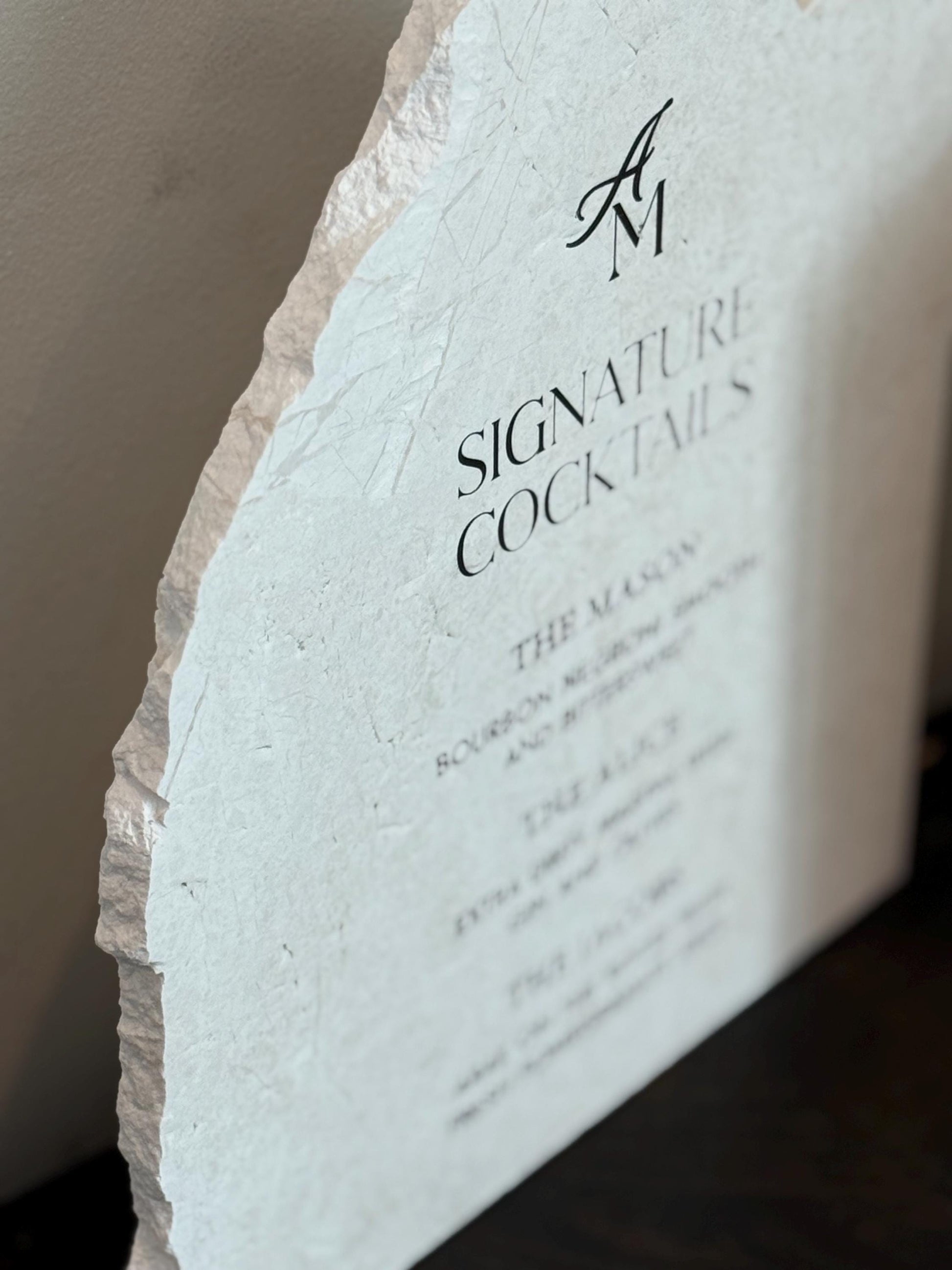 Marble Stone Bar Sign | Wedding Unique Signage | Menu sign | Drink Sign | Bar Sign | Signature Drinks