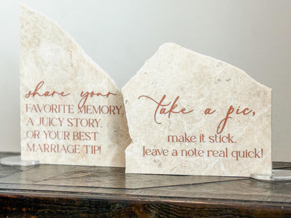 Marble Stone Bar Sign | Wedding Unique Signage | Menu sign | Drink Sign | Bar Sign | Signature Drinks