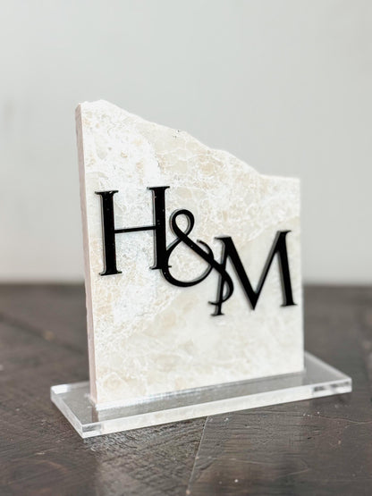Initial Marble Stone Table Numbers | Wedding Unique Signage | Custom Layered Decor | Table Numbers | Tablescape Decor | Travertine Looking