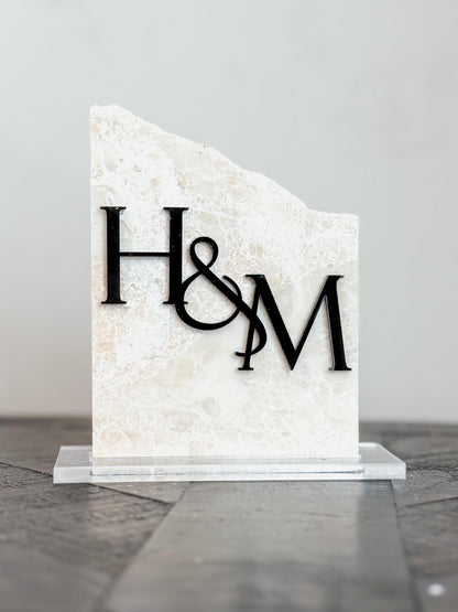 Initial Marble Stone Table Numbers | Wedding Unique Signage | Custom Layered Decor | Table Numbers | Tablescape Decor | Travertine Looking