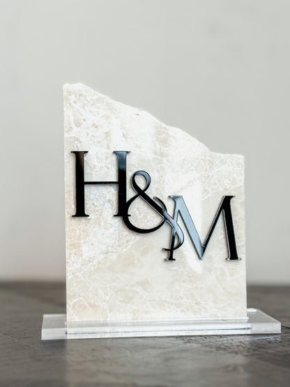 Initial Marble Stone Table Numbers | Wedding Unique Signage | Custom Layered Decor | Table Numbers | Tablescape Decor | Travertine Looking