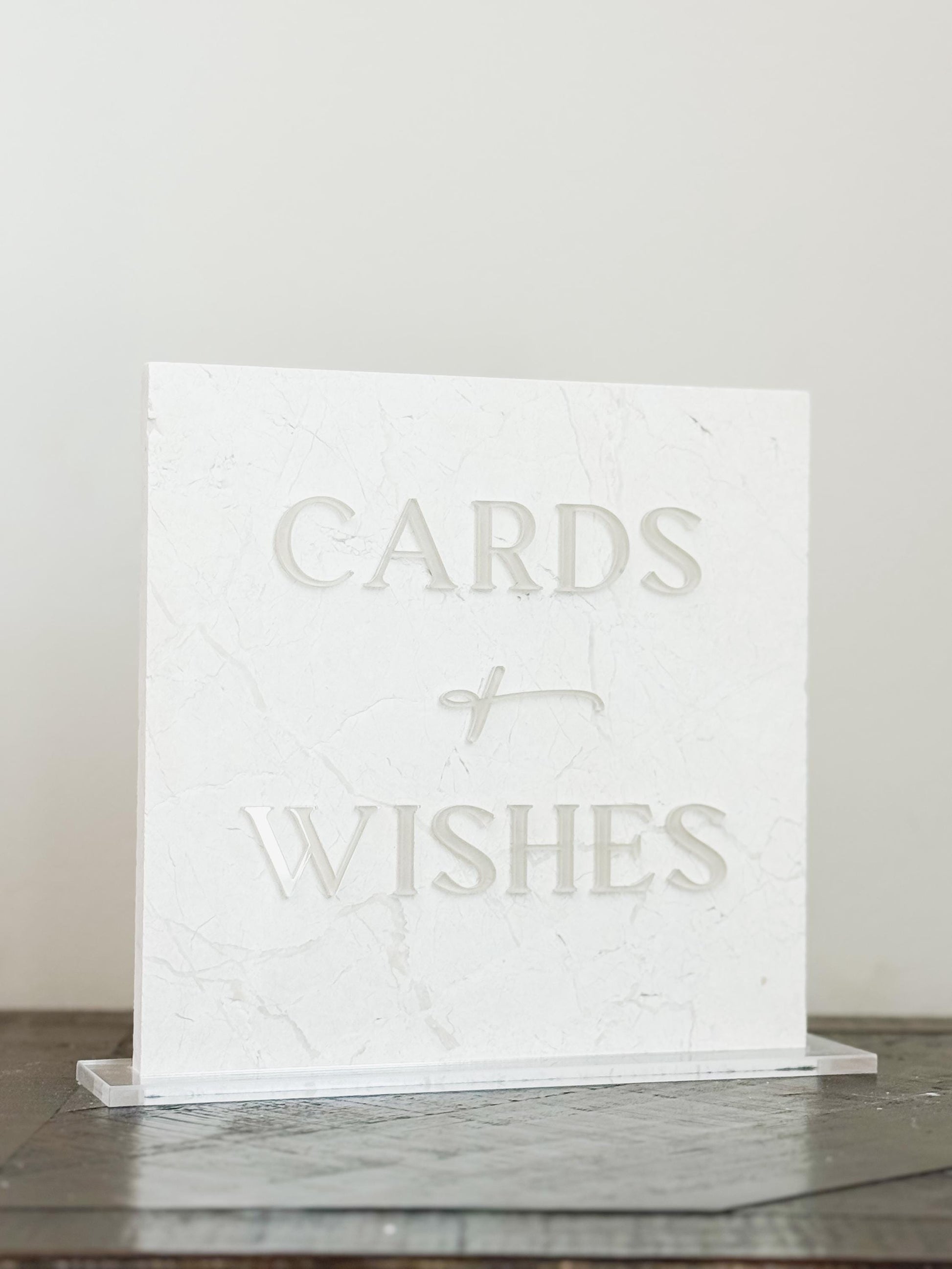 Marble 3D Cards and Wishes Table Sign | Wedding Sign | Modern Wedding Decor | Favor Sign | Party Tabletop Signs | Gold Mirror