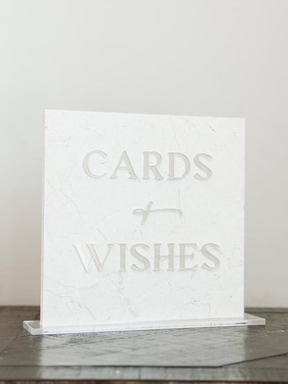 Marble 3D Cards and Wishes Table Sign | Wedding Sign | Modern Wedding Decor | Favor Sign | Party Tabletop Signs | Gold Mirror