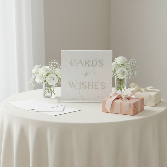 Marble 3D Cards and Wishes Table Sign