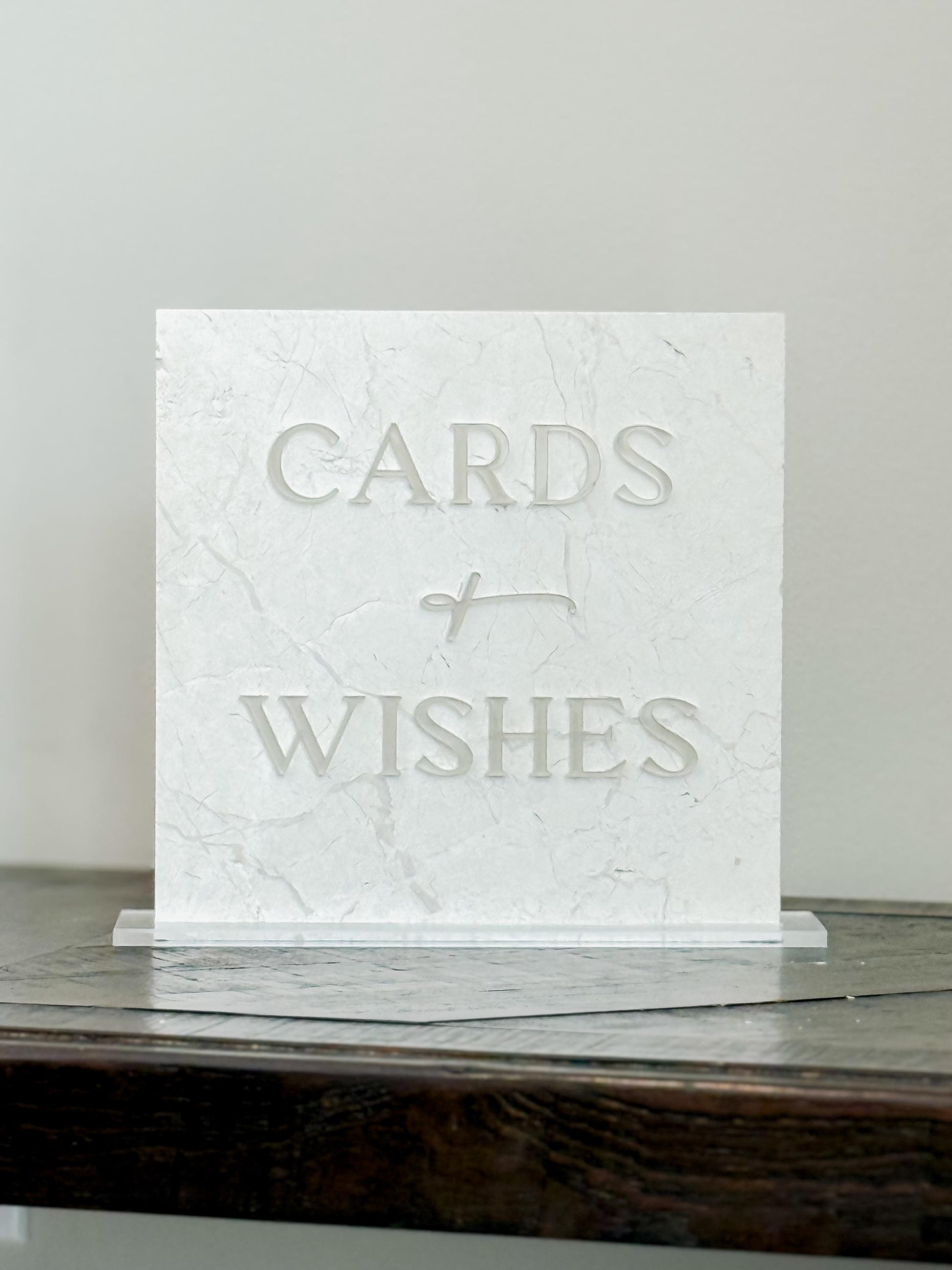 Marble 3D Cards and Wishes Table Sign | Wedding Sign | Modern Wedding Decor | Favor Sign | Party Tabletop Signs | Gold Mirror