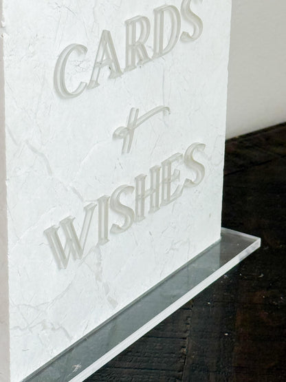 Marble 3D Cards and Wishes Table Sign | Wedding Sign | Modern Wedding Decor | Favor Sign | Party Tabletop Signs | Gold Mirror