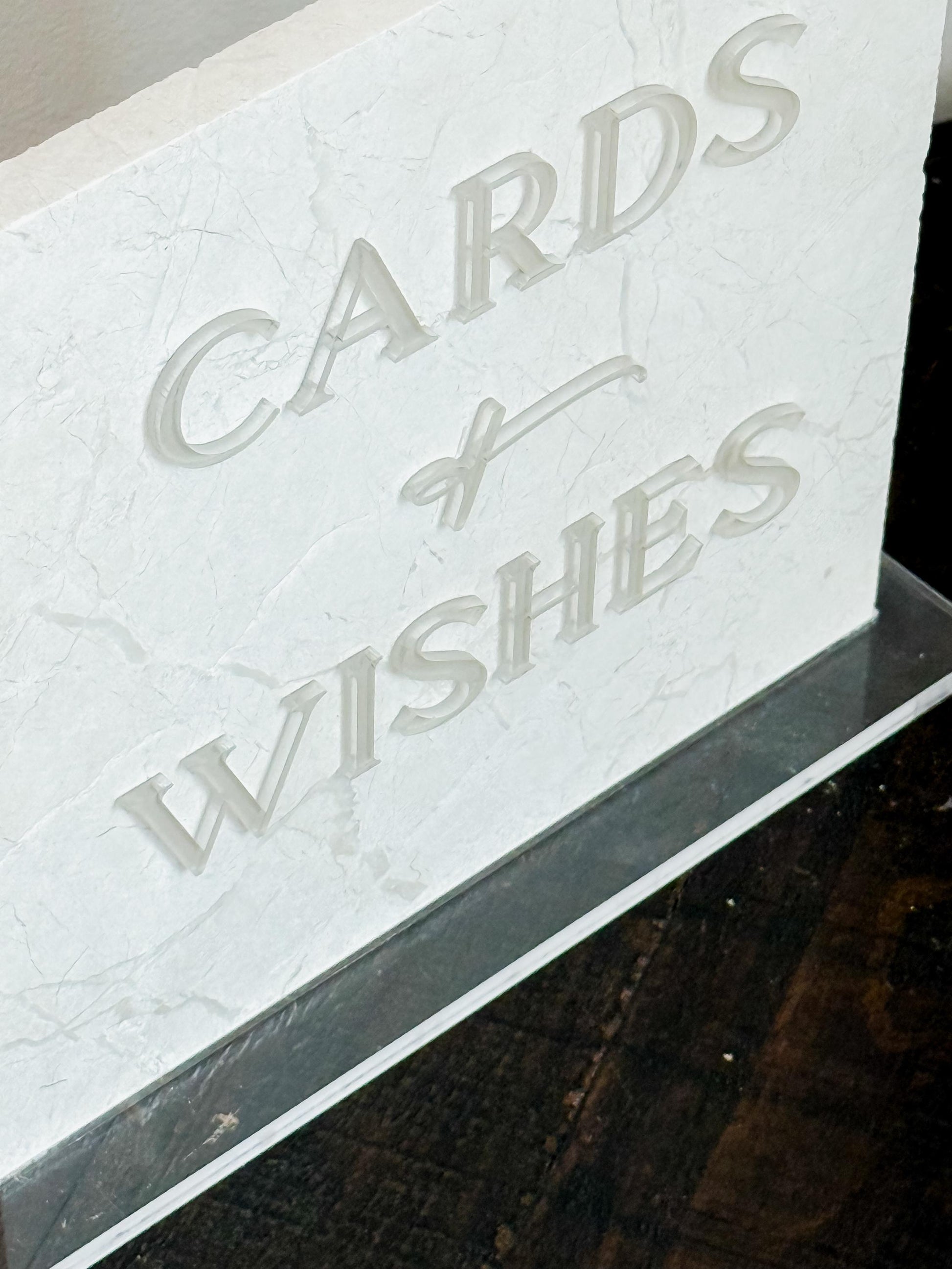 Marble 3D Cards and Wishes Table Sign | Wedding Sign | Modern Wedding Decor | Favor Sign | Party Tabletop Signs | Gold Mirror